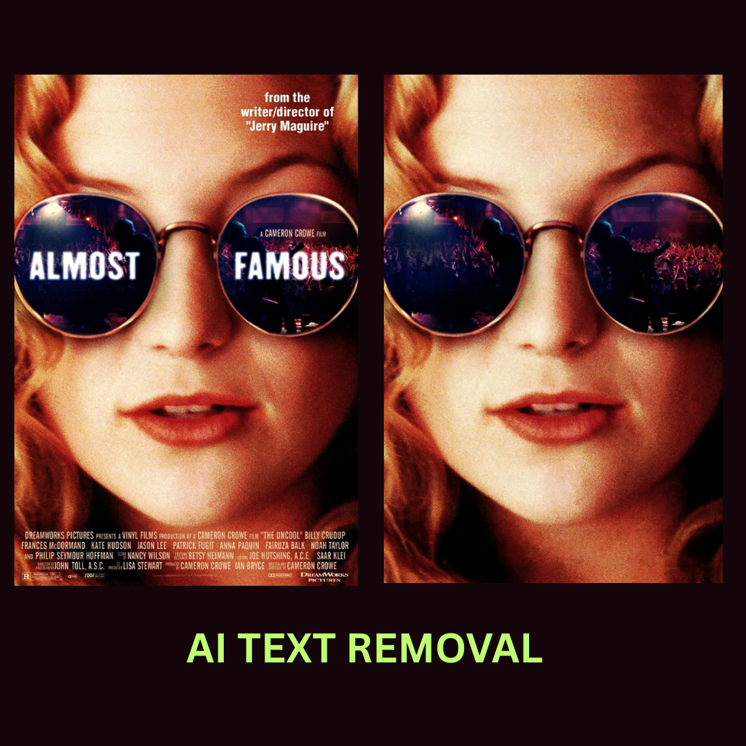 AI text removal example showing movie poster text replacement