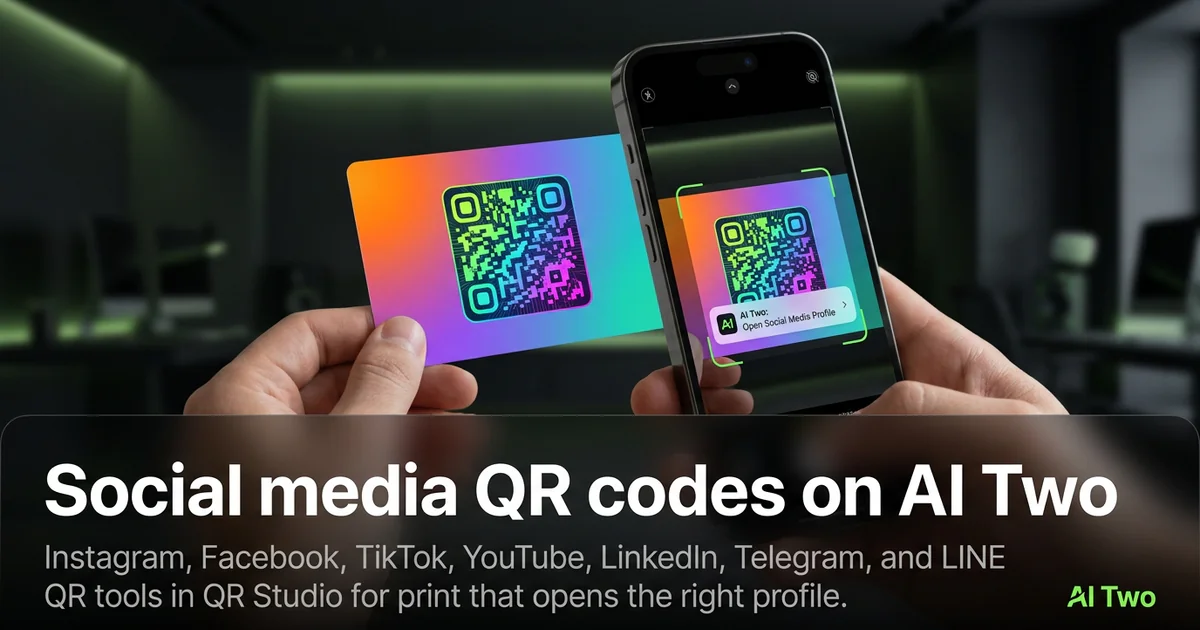 Social media QR codes on AI Two