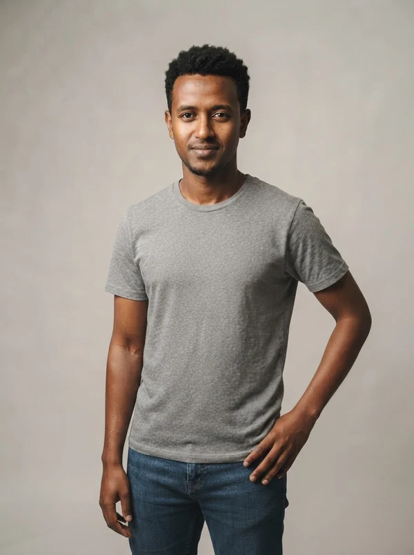 Dawit — AI fashion model, East African man in his early 30s