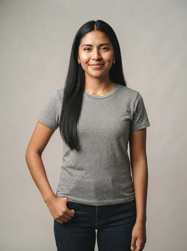 Itzel — AI fashion model, Indigenous Latin American woman in her mid-20s