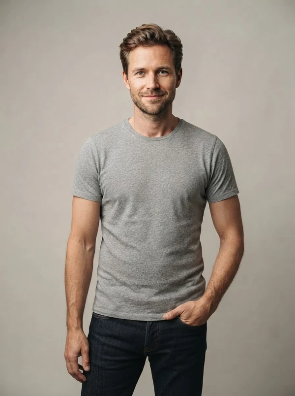 Luca — AI fashion model, European man in his early 30s