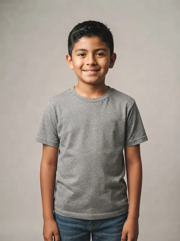 Mateo — AI kids model, Latino boy about 9 years old