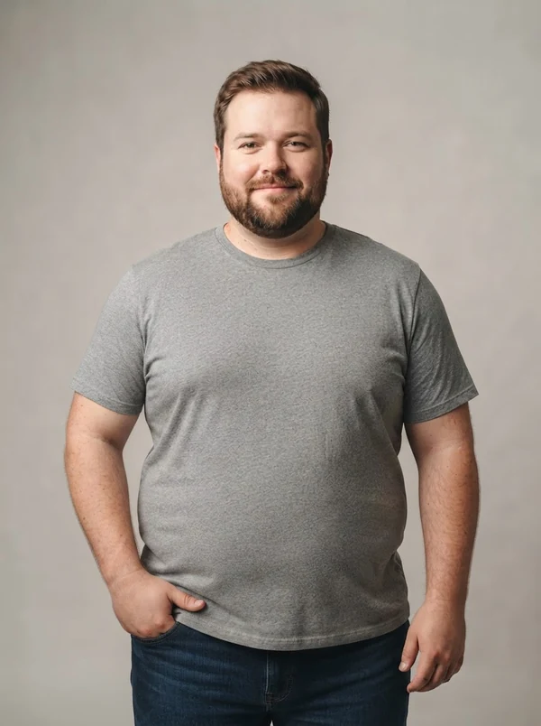 Oliver — AI fashion model, plus-size white man in his late 30s