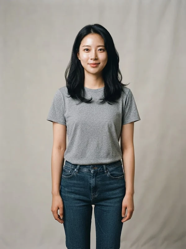 Yuna — AI fashion model, Korean woman in her early 20s