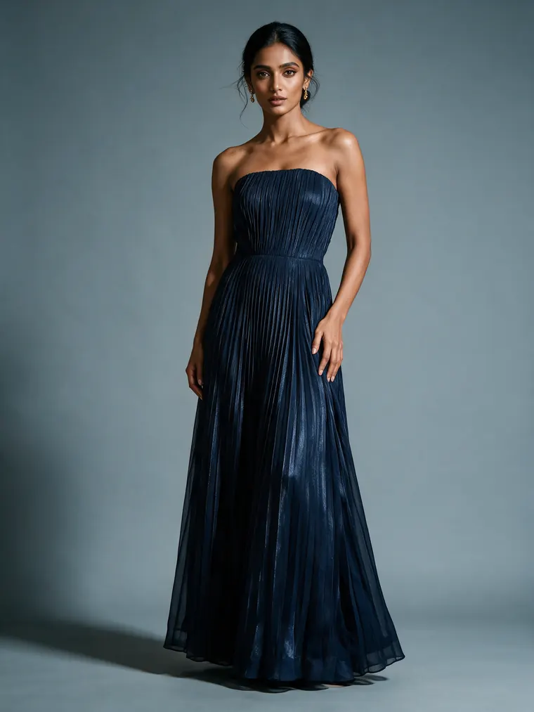 Evening gown -> worn on model after AI redesign