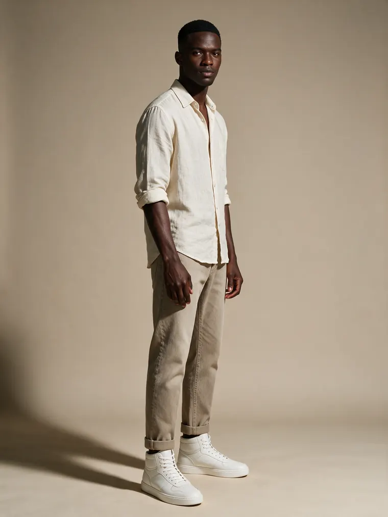 Sneakers -> on feet, full look after AI redesign