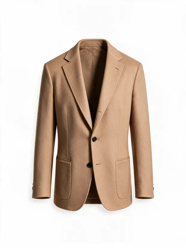On-model blazer photo converted to a ghost-mannequin product shot
