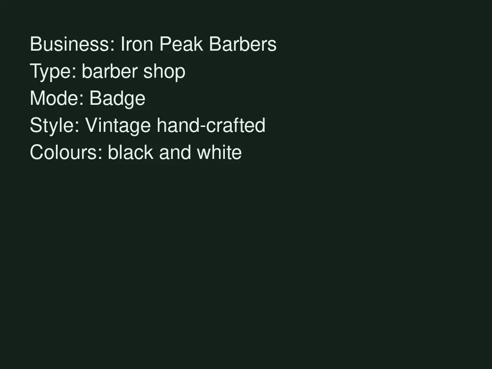 AI badge logo for Iron Peak Barbers with crossed scissors and a comb before AI redesign