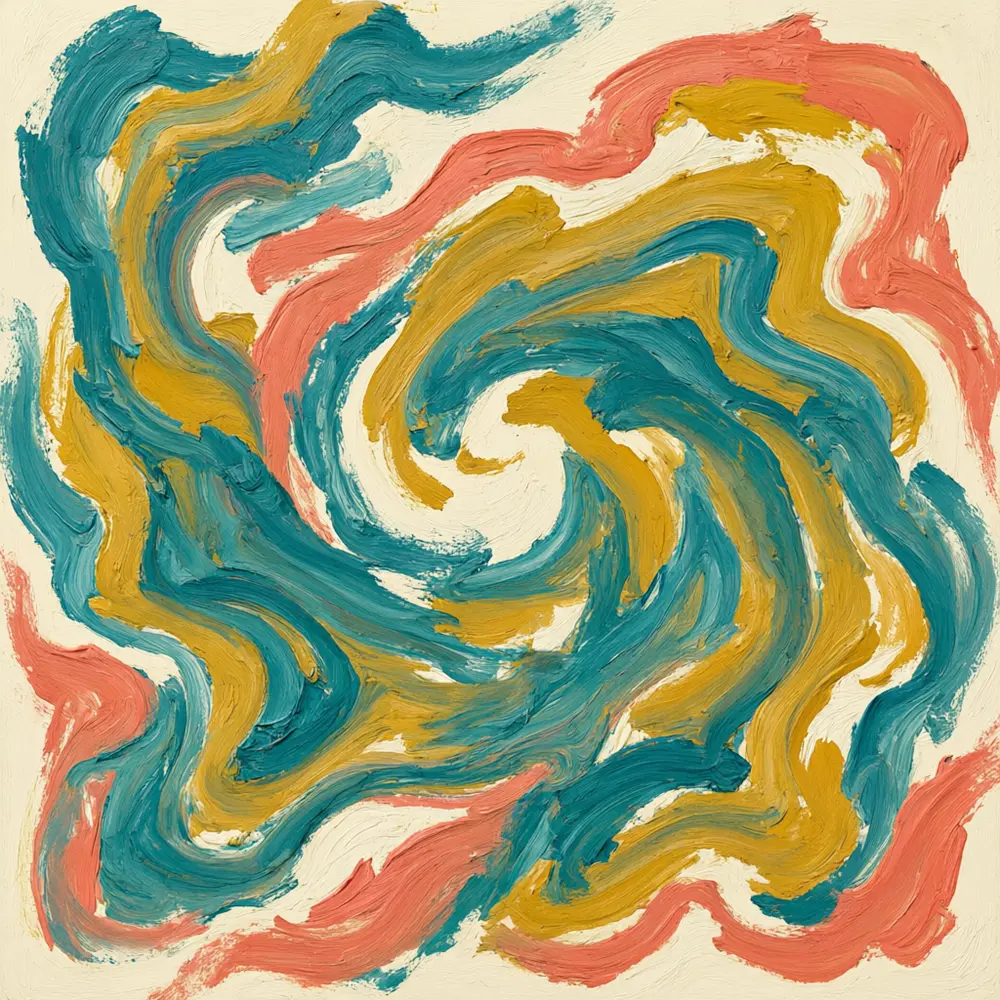 Canvas print mockup result: abstract artwork on an easel in a bright art studio before AI redesign