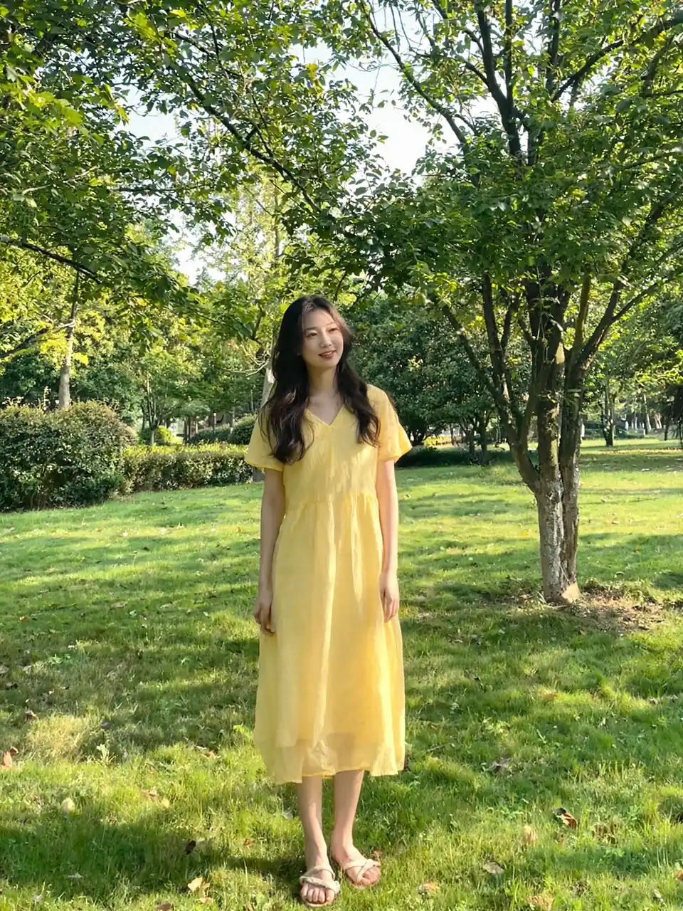 AI dress color change from yellow to emerald green before AI redesign