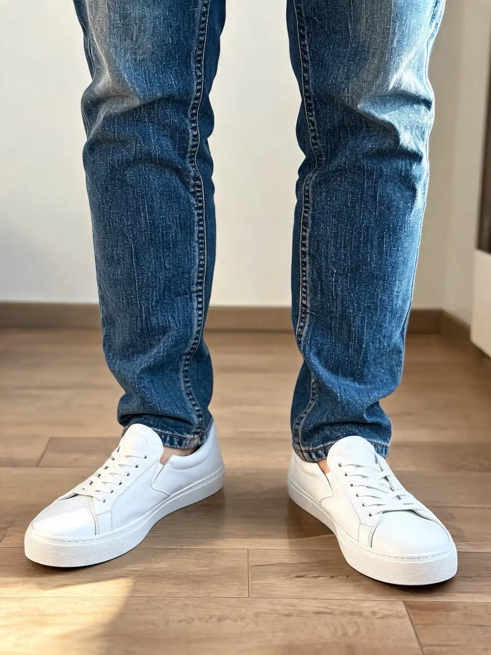 AI shoe change from black casual shoes to clean white leather sneakers after AI redesign