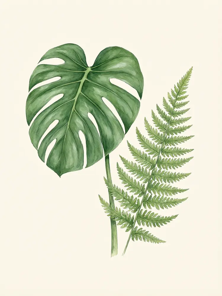 Poster mockup result: botanical print in the centre of a framed gallery wall before AI redesign