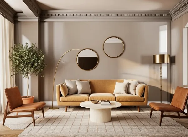 AI interior design result — a living room restyled from the user's own photo