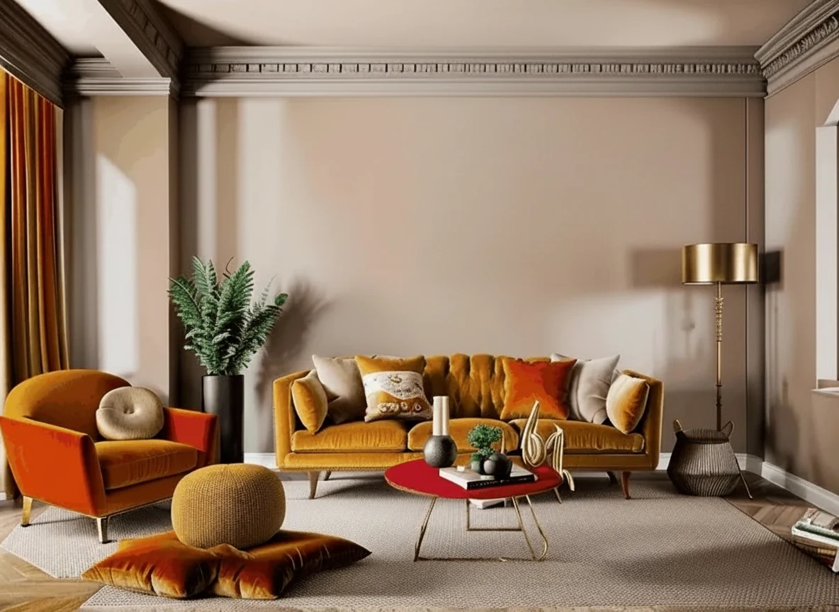 Depersonalise mode: wall decor removed and replaced with plain wall — no pale rectangles, nothing else moved — after