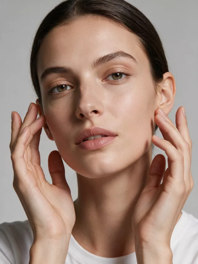 Hands framing face pose