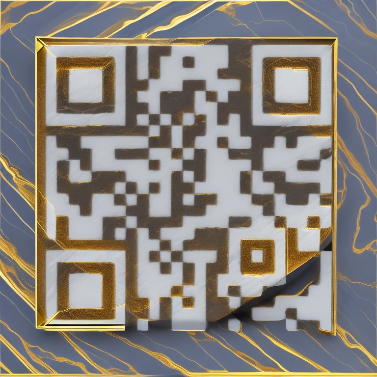 AI QR code art in white marble with gold veins that scans to aitwo.co
